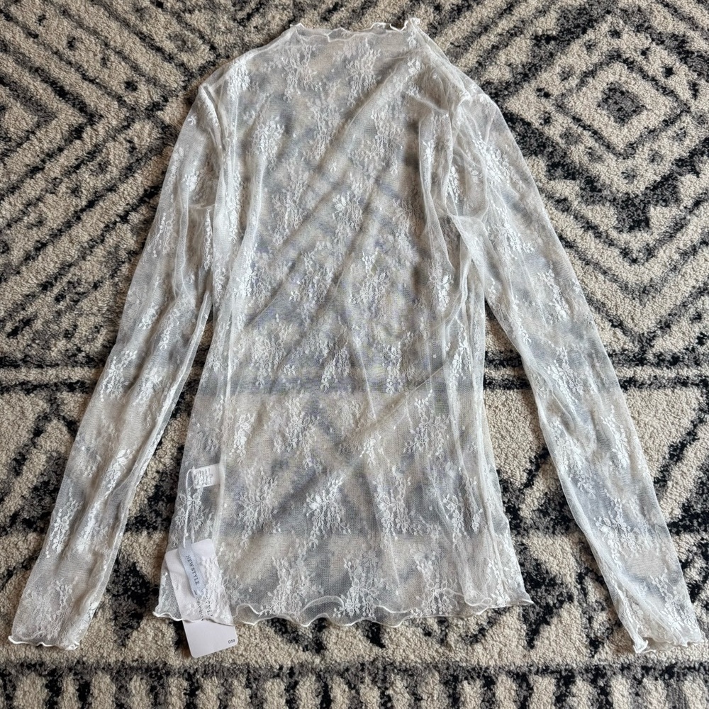 Sheer White Lace Long Sleeve Top